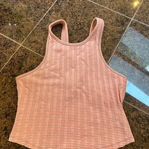 Free People Pink Ribbed Crop Tank Top